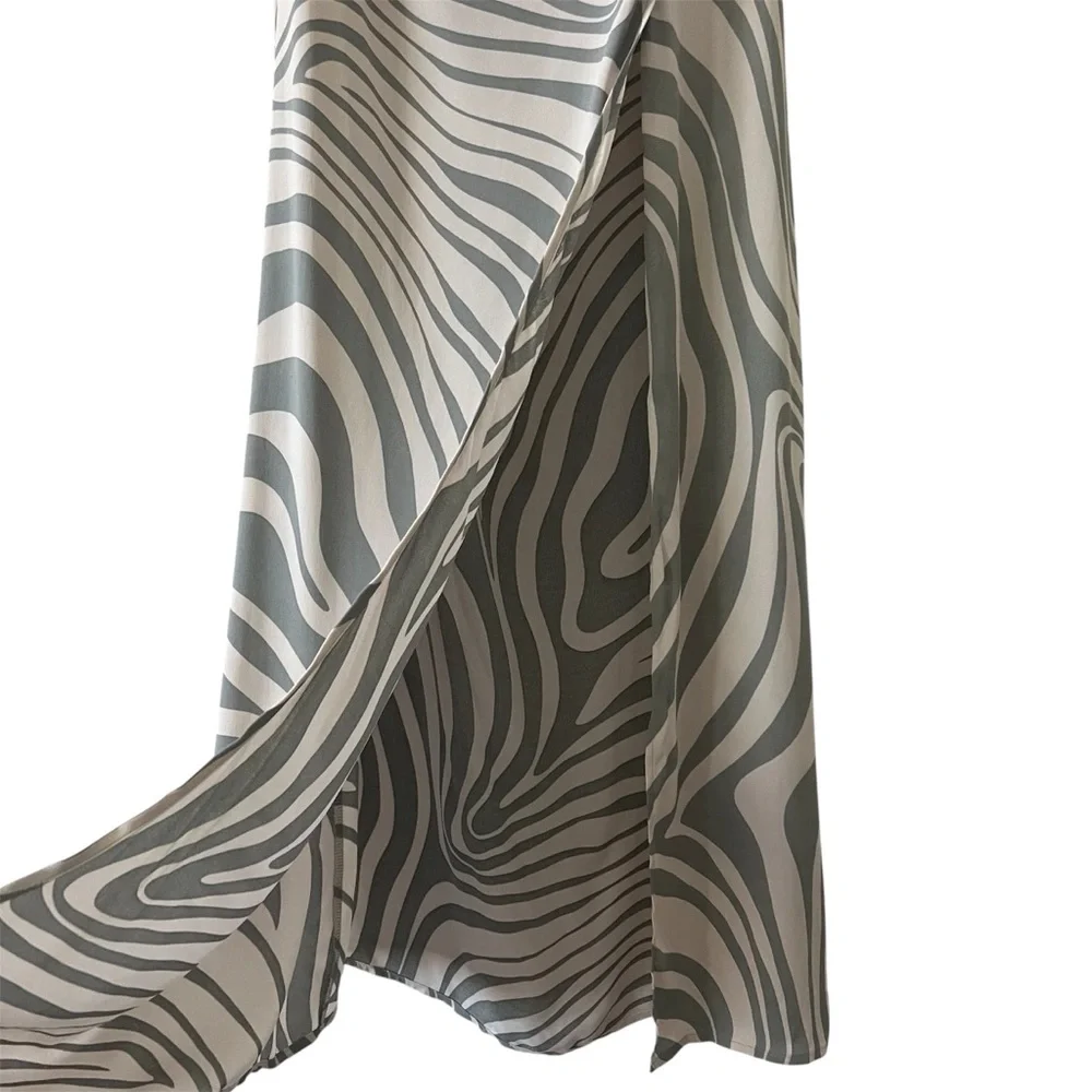 NWT MISA Los Angeles Persephone One Shoulder Zebra Maxi Dress High Slit Small - Picture 10 of 16